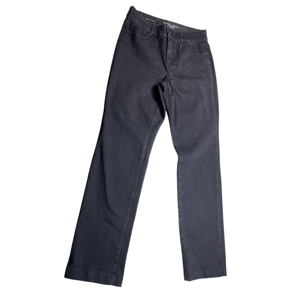 Tribal Jeans Womens 10 Sophia Curvy Straight Leg Charcoal Black Stretch Denim